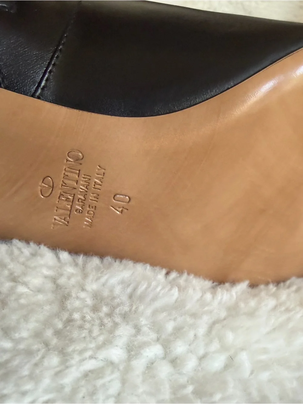 Valentino Black Leather Over-the-Knee Boot with Gold V Logo